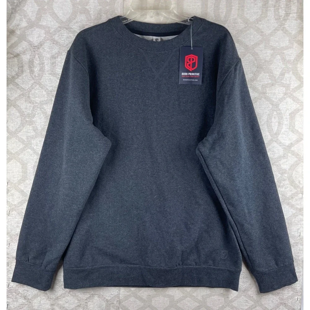 Born Primitive Unmatched Crew Sweatshirt Pullover Mens XL Charcoal Gray NWT